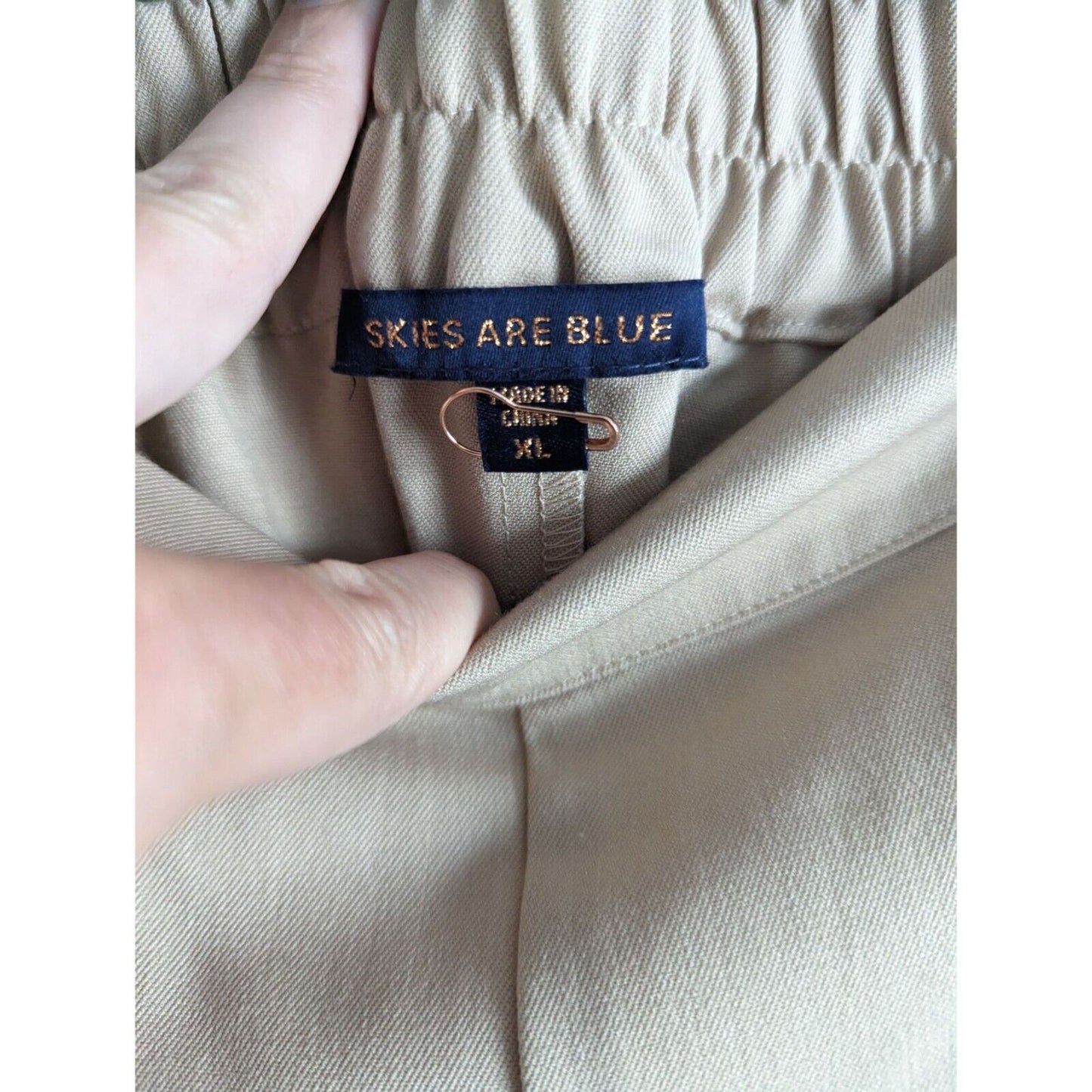 Skies Are Blue Womens Sz XL Pull On Dress Pants Trousers Light Beige Wide Leg