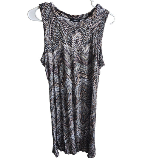 Premise Womens Sz M Knee Length Sleeveless Shift Dress Geometric Print