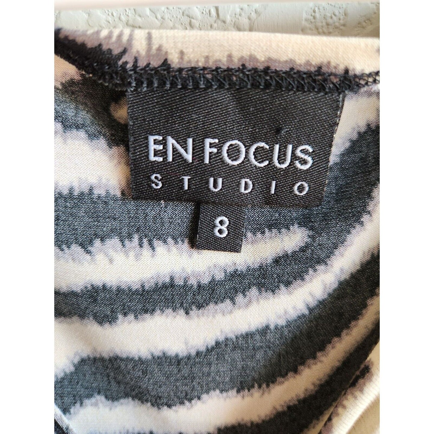 En Focus Studio Womens Sz 8 Midi Length A Line Dress Zebra Print Black White