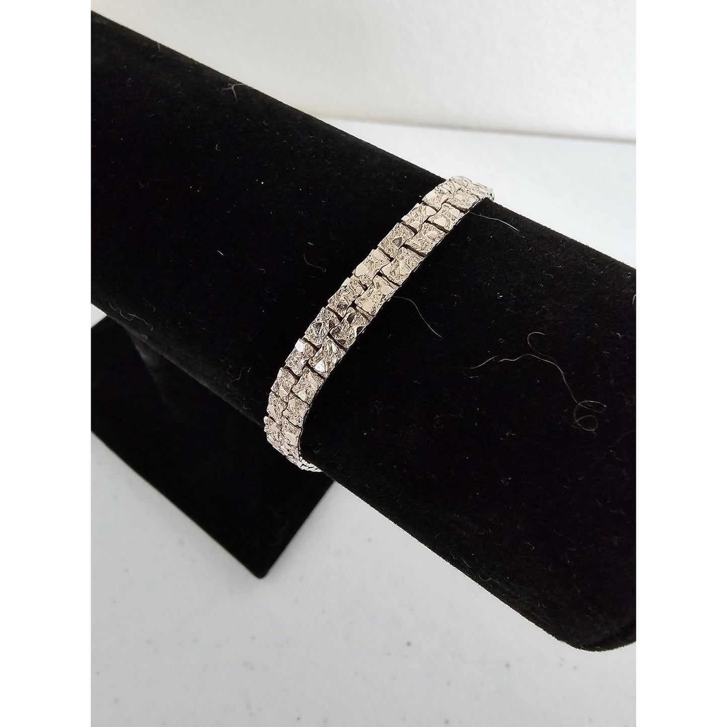 Vintage 1990s Dainty Silver Tone Tennis Style Bracelet