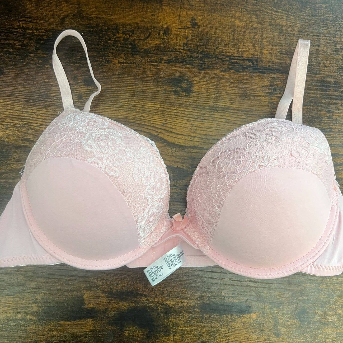 Laura Ashley Mujeres Sz 36C Rosa Claro Camiseta Sujetador Encaje Ribete