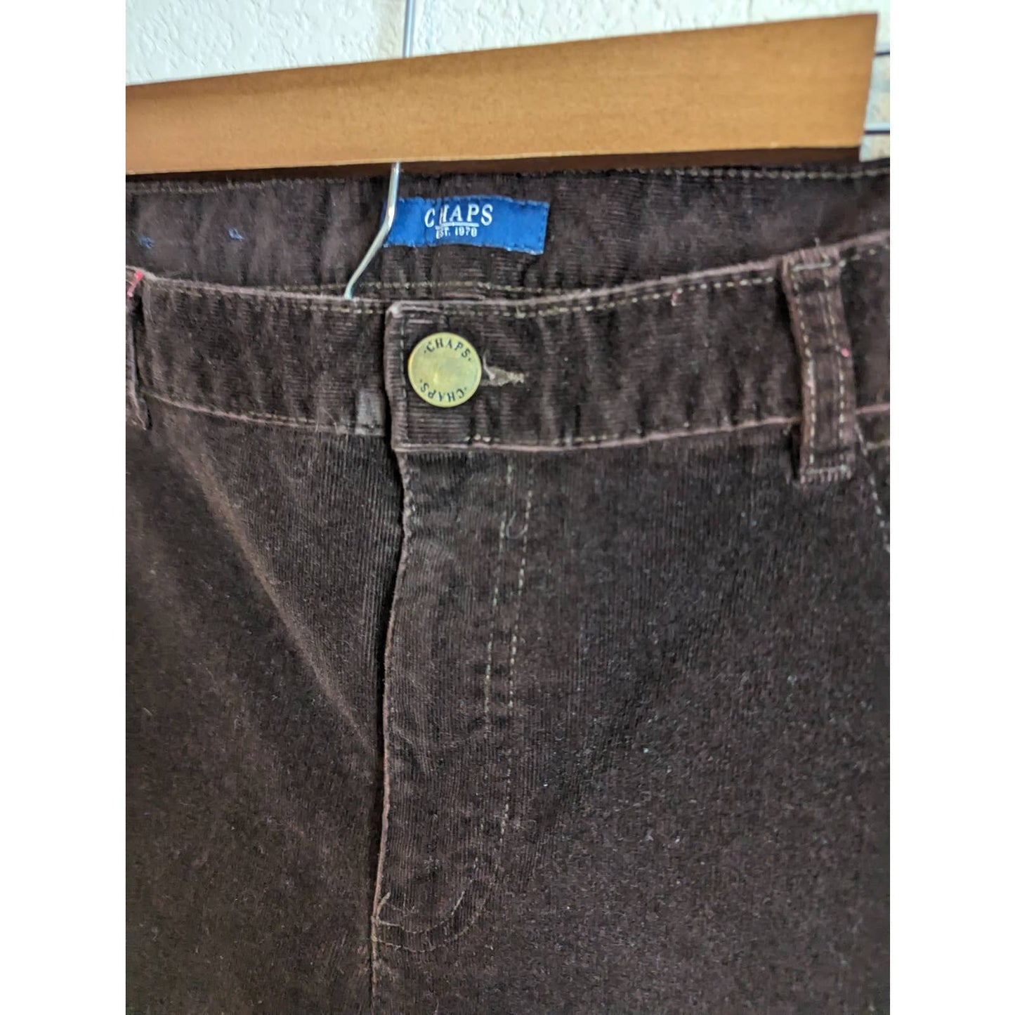 Chaps Mujer Sz 16 Pantalones de pana de pierna recta marrón oscuro