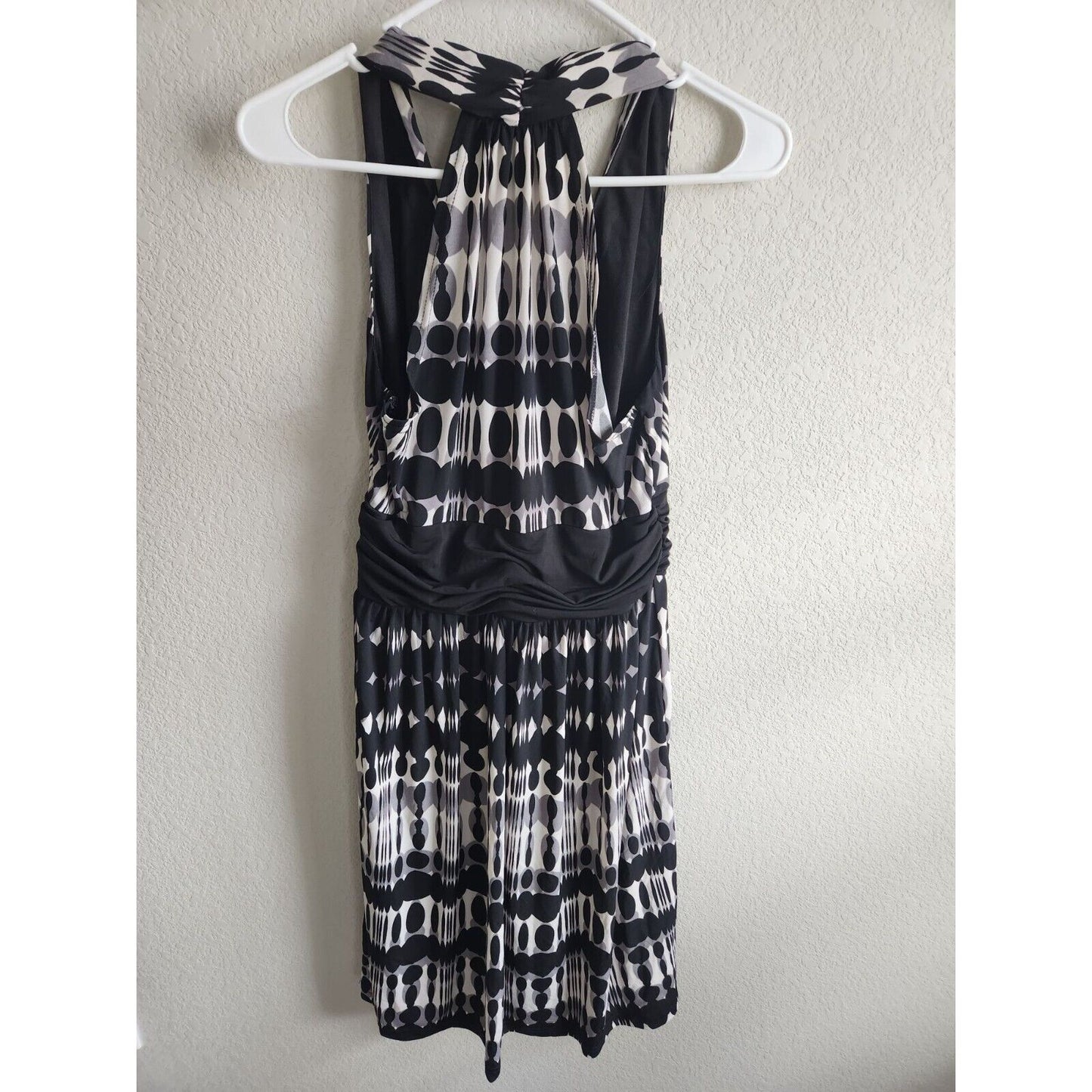 Roulette Womens Sz 10 Knee Length V Neck Dress Black White Dot Print