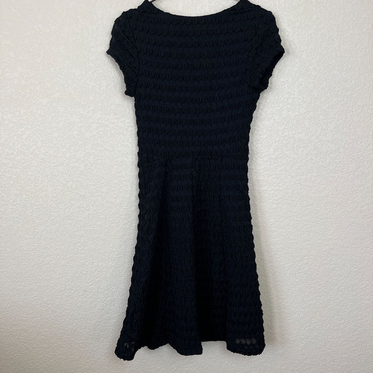 Tacera Womens Sz S Black Ruffled Short Sleeve Dress Vintage