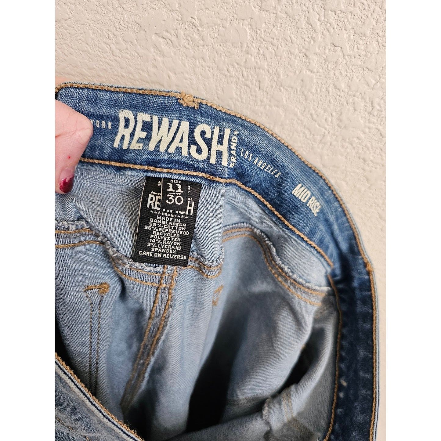 Rewash LA Juniors Sz 11 Button Fly Light Wash Skinny Blue Jeans