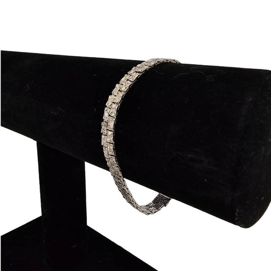 Vintage 1990s Dainty Silver Tone Tennis Style Bracelet