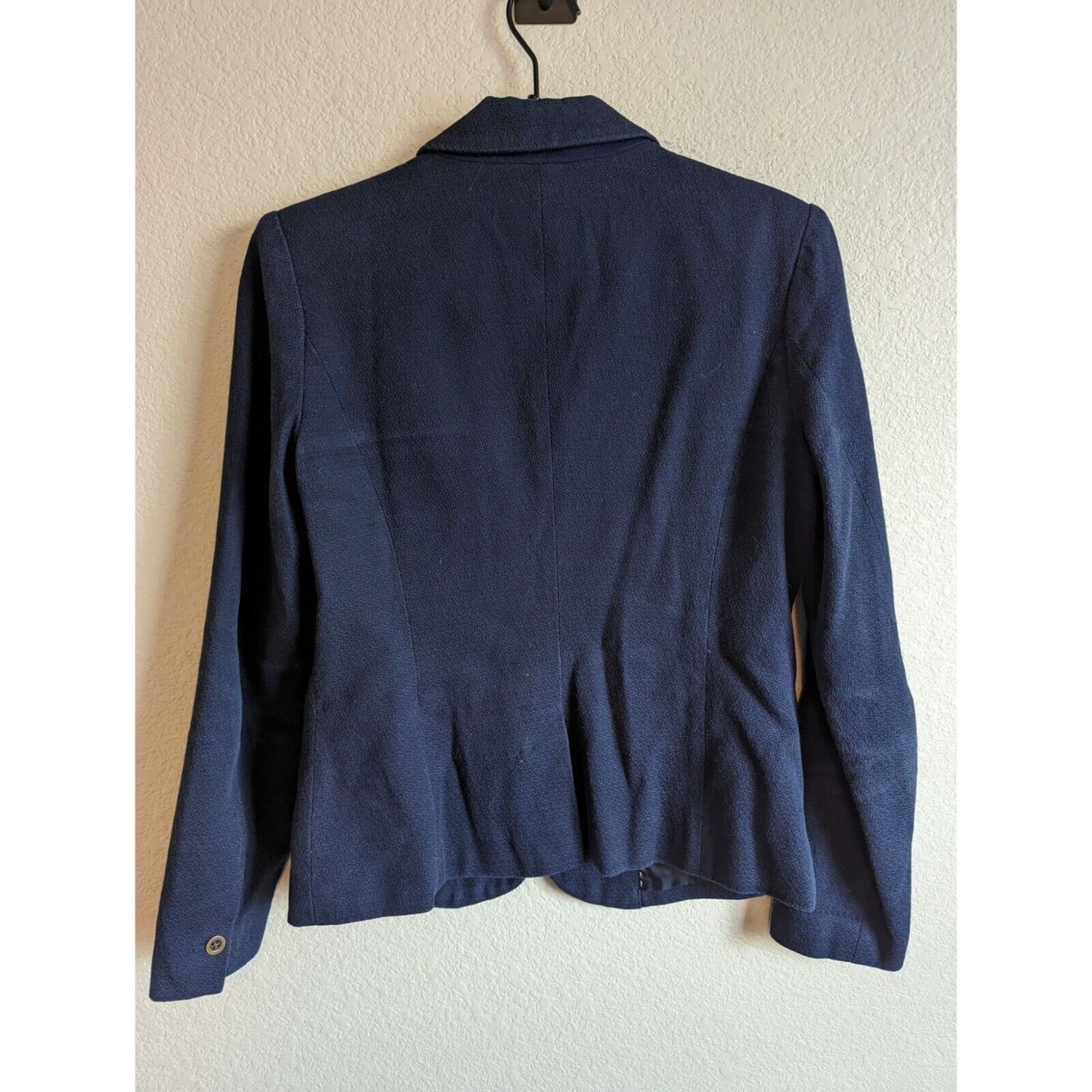 Merona Womens Sz 4 Single Button Thick Knit Blazer Navy Blue