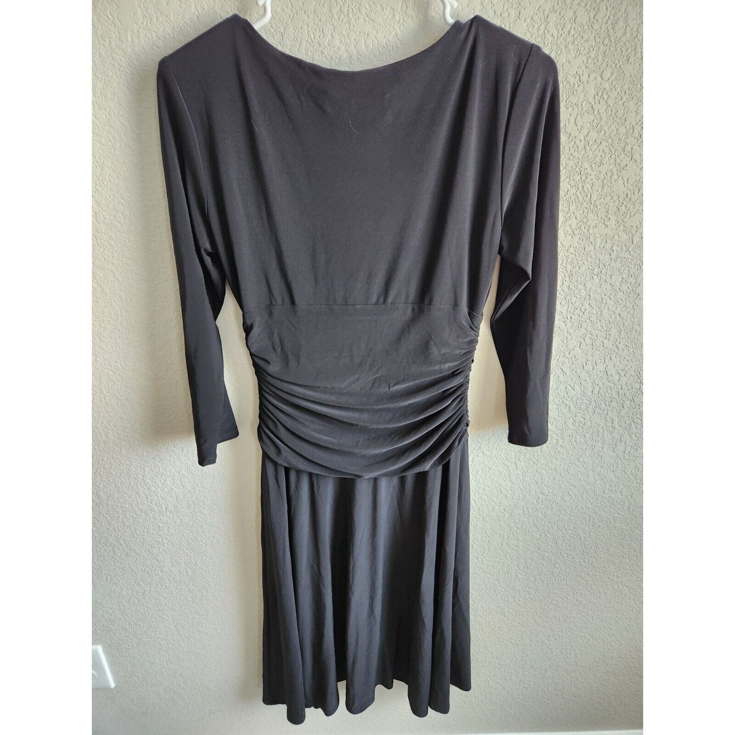 Jones New York Womens Sz 8 Midi Length Long Sleeve Dress Solid Black