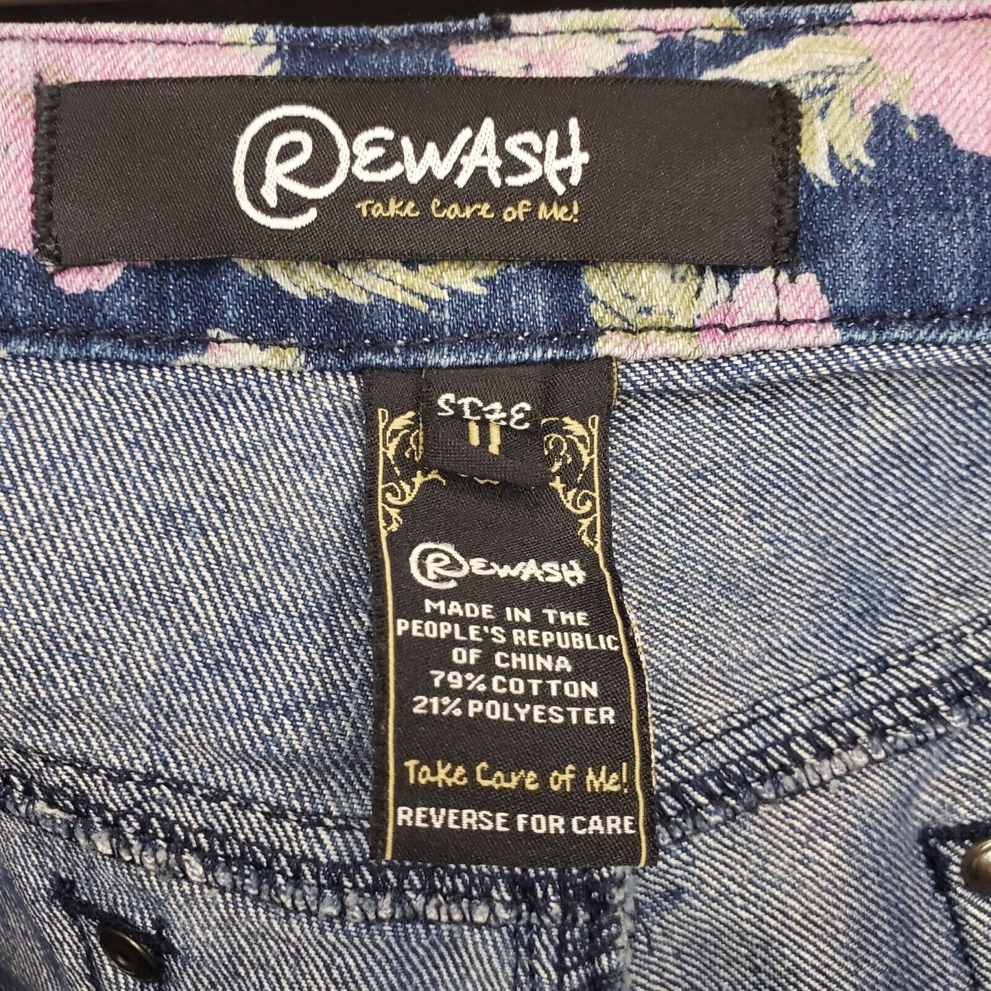 Rewash Juniors Sz 11 Cutoff Denim Blue Jean Shorts Pink Floral
