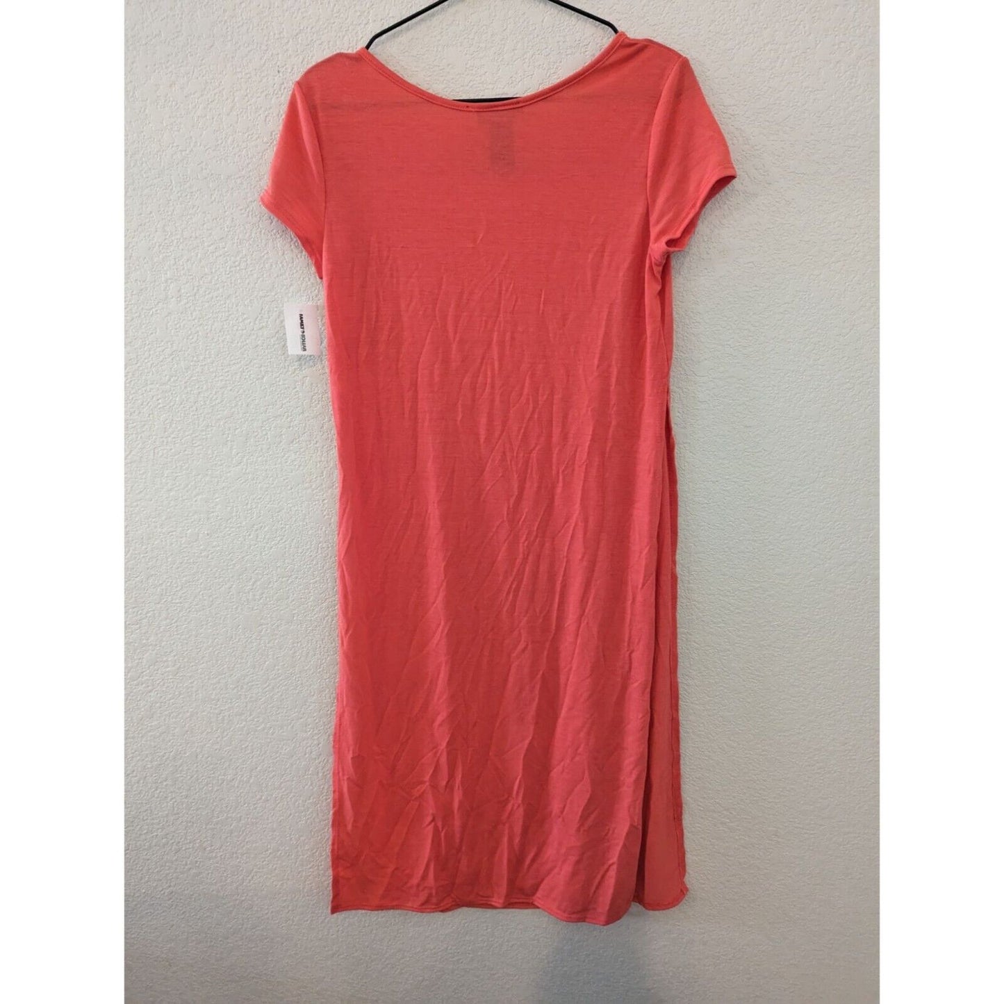 Kristin Nicole Womens Sz M Short Sleeve Shirt Dress Coral Pink Midi NEW