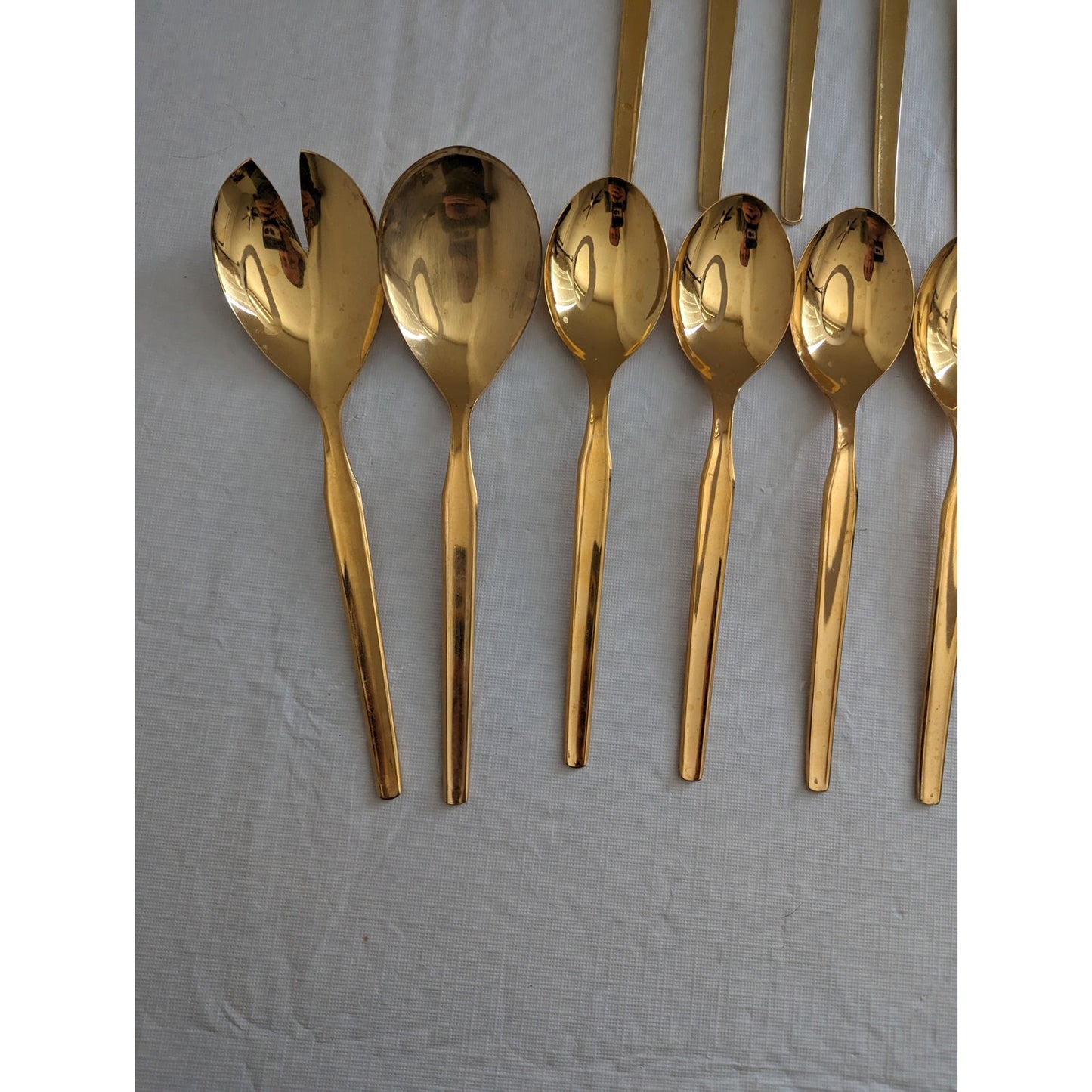 DANUBE BY TOWNE -MADE IN AUSTRIA -50-PIECE SET GOLD FLATWARE FORKS SPOONS KNIVES