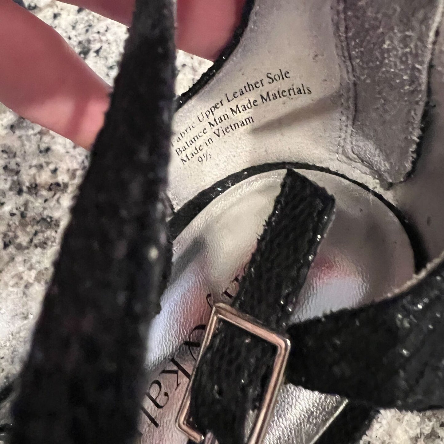 Kelly & Katie Womens Sz 9.5 Black Strappy Glitter Sandals High Heels