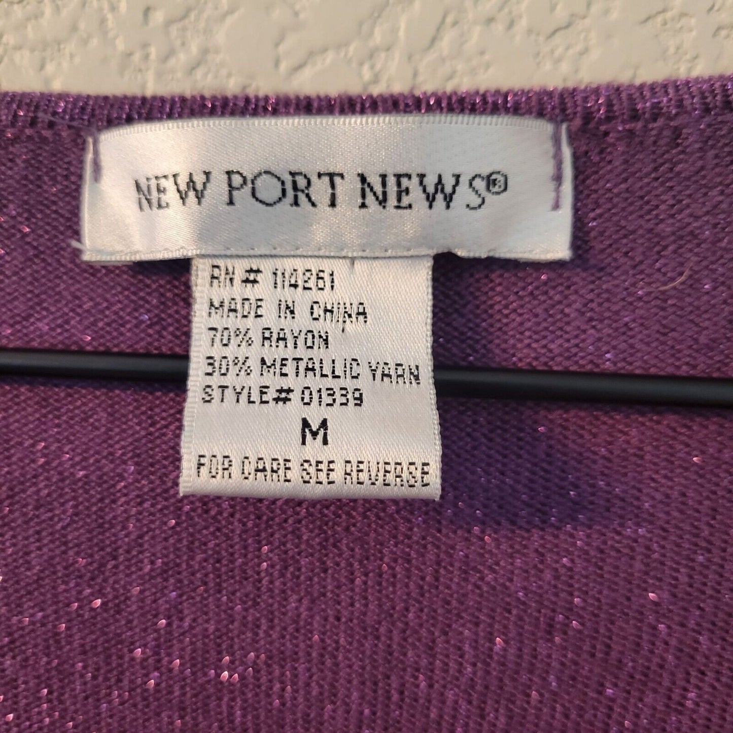 Newport News Womens Sz M Midi Sweater Dress Purple Sparkly Crochet Sleeve