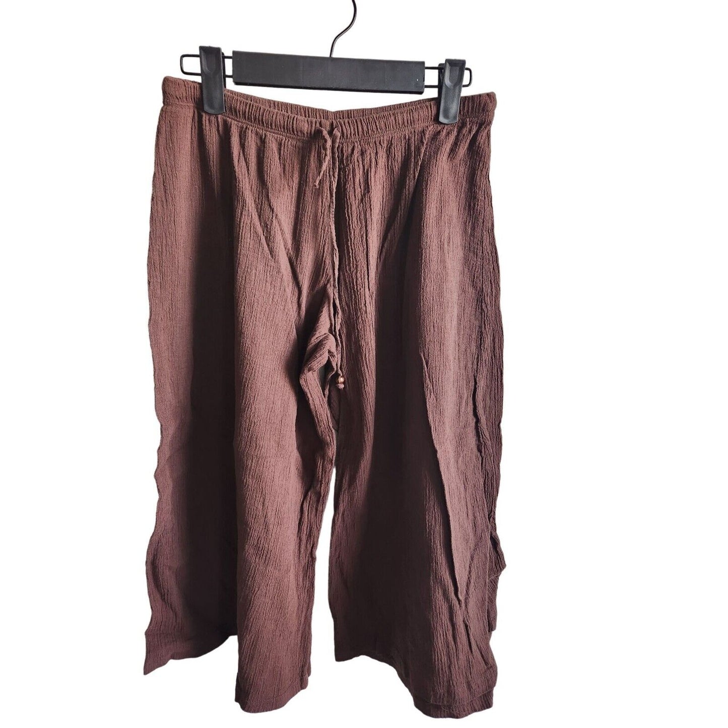 Bing Bang Womens Sz M Brown Capri Wide Leg Pull On Pants Vintage