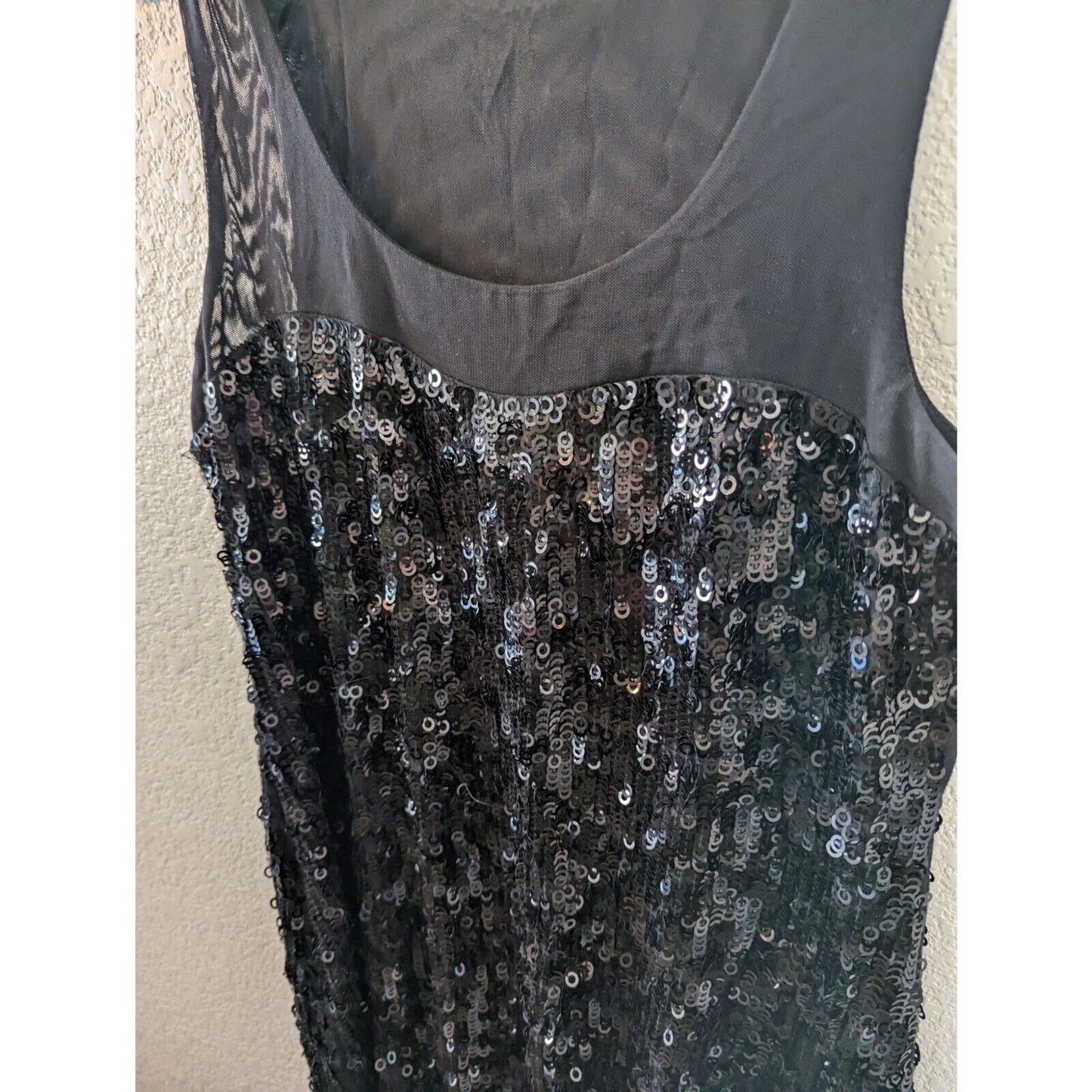 Vintage Y2K Express Womens Sz S Mini Dress Black Sequin Cocktail