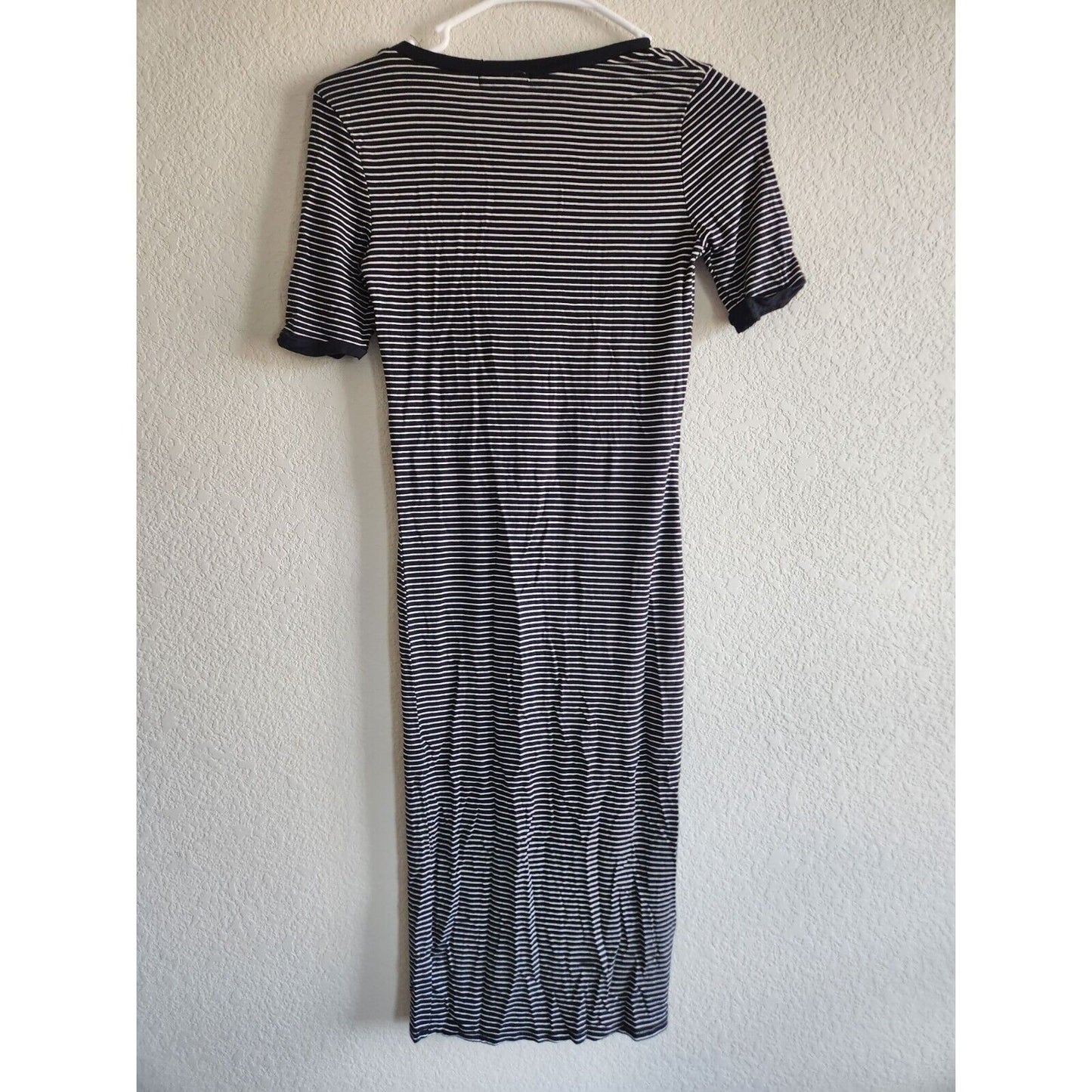 Heart & Hips Womens Sz M Midi T shirt dress Black White Striped