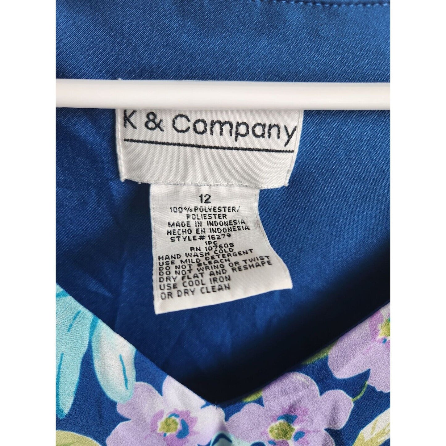 Vintage 1990s K & Company Womens Sz 12 Midi Floral Sundress Dress Blue