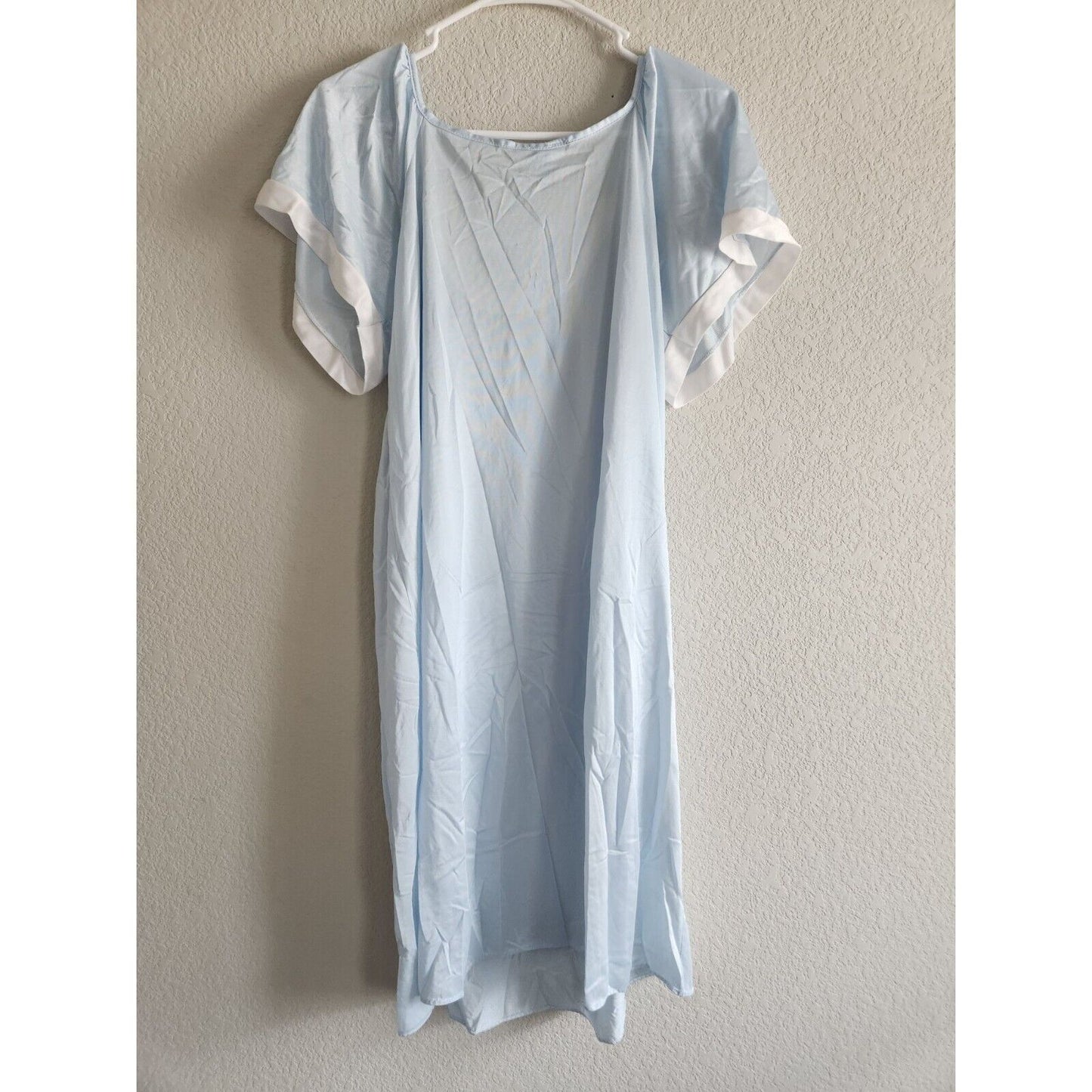 Vintage 1970s Merville Womens Sz L Light Blue Nylon Nightgown