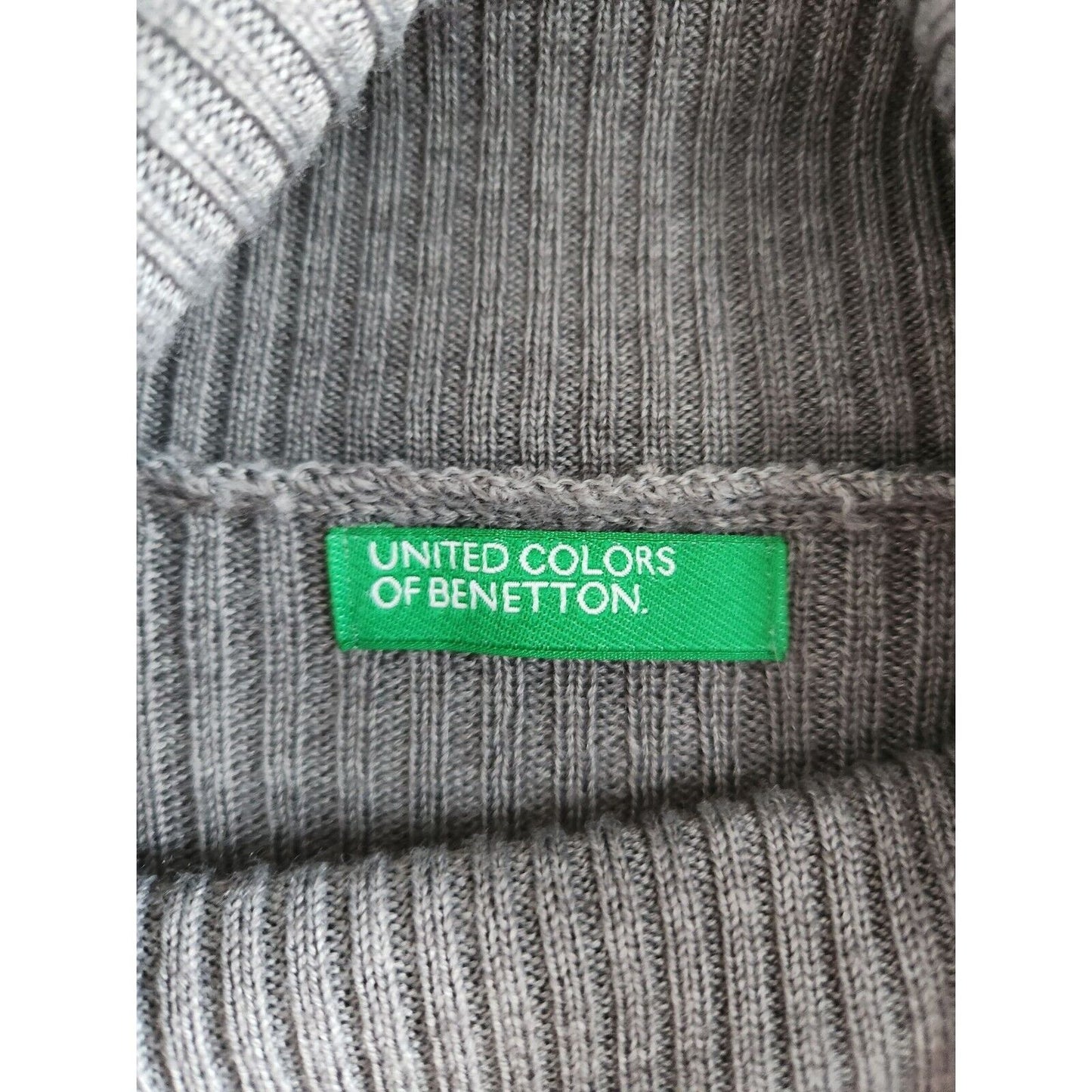 United Colors of Bennetton Womens Sz S Knee Length Sweater Dress Gray Ribbed