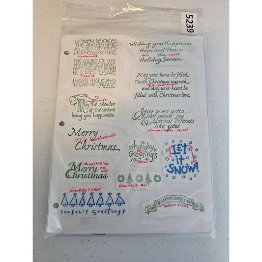 Lot of Unmounted Rubber Stamps Vintage Merry Christmas Seasons Greetings God