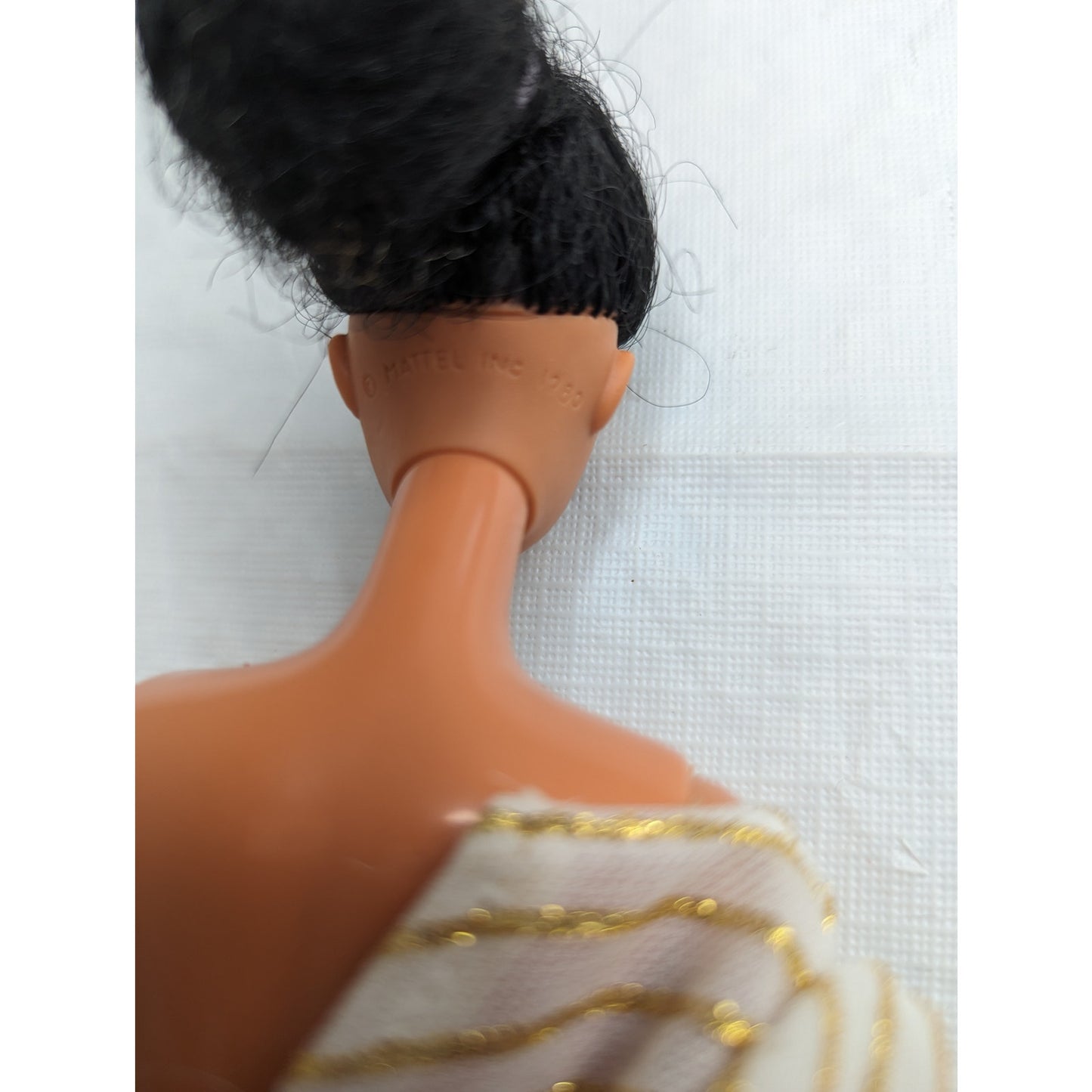 Vintage 1990s RARE Ethnic Barbie Doll In Gold Dress Brown Hair