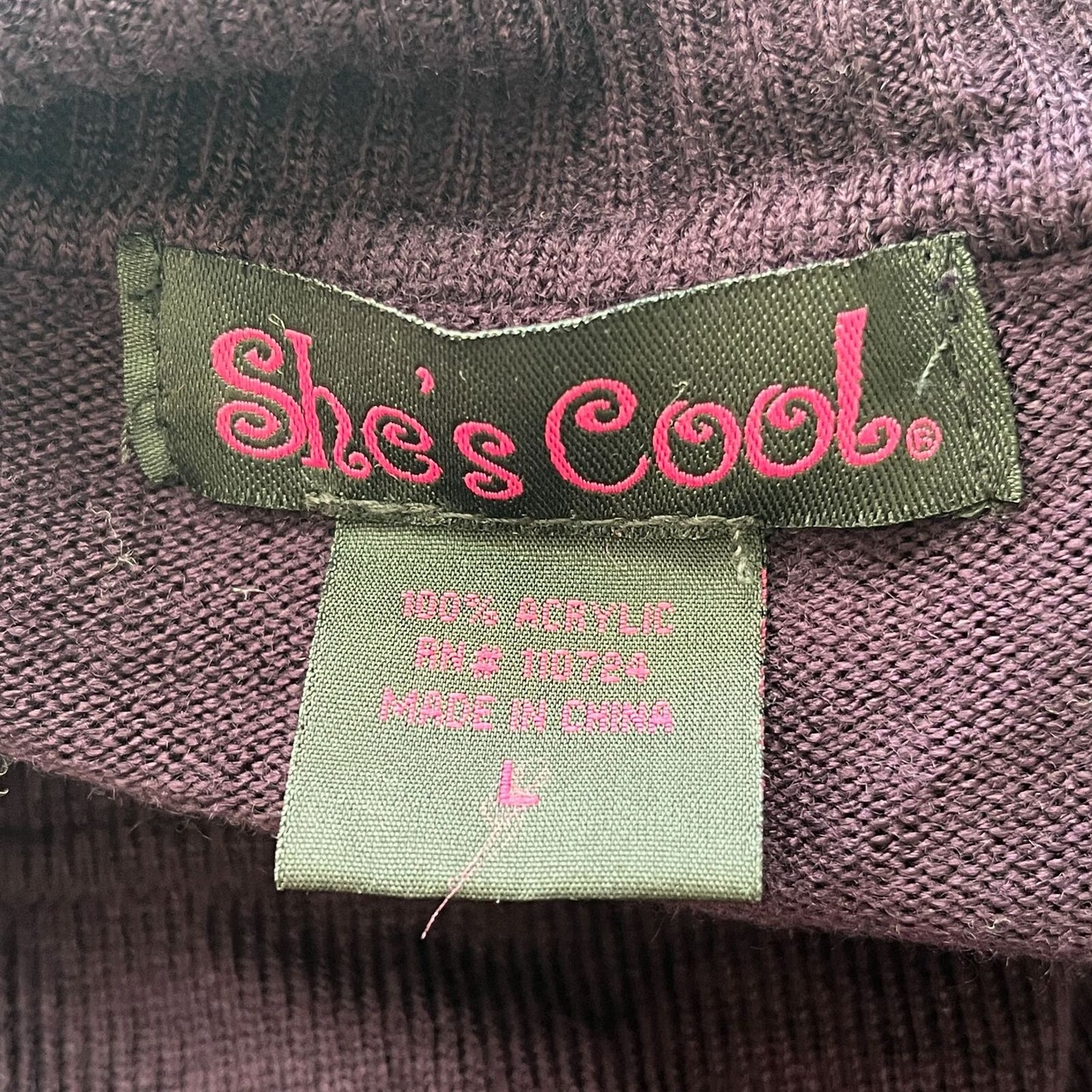 Shes Cool Womens Sz L Dark Purple Mini Dress Turtleneck Short Sleeve