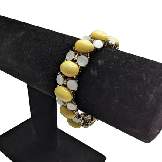 Vintage 1980s Chunky Stone Bracelet Yellow and White