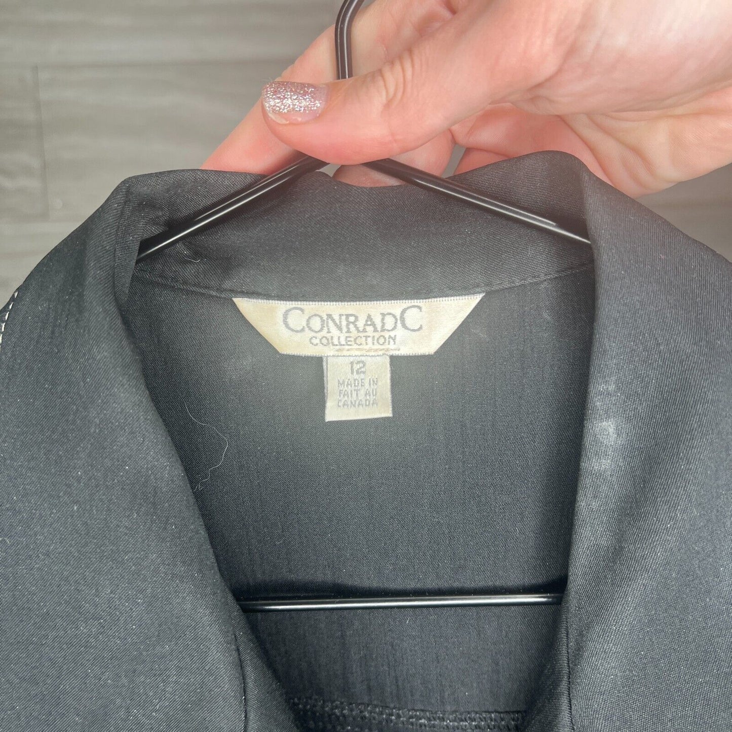 Conrad C Collection Womens Sz 12 Zip Up Western Vest Black w/ White Stitching