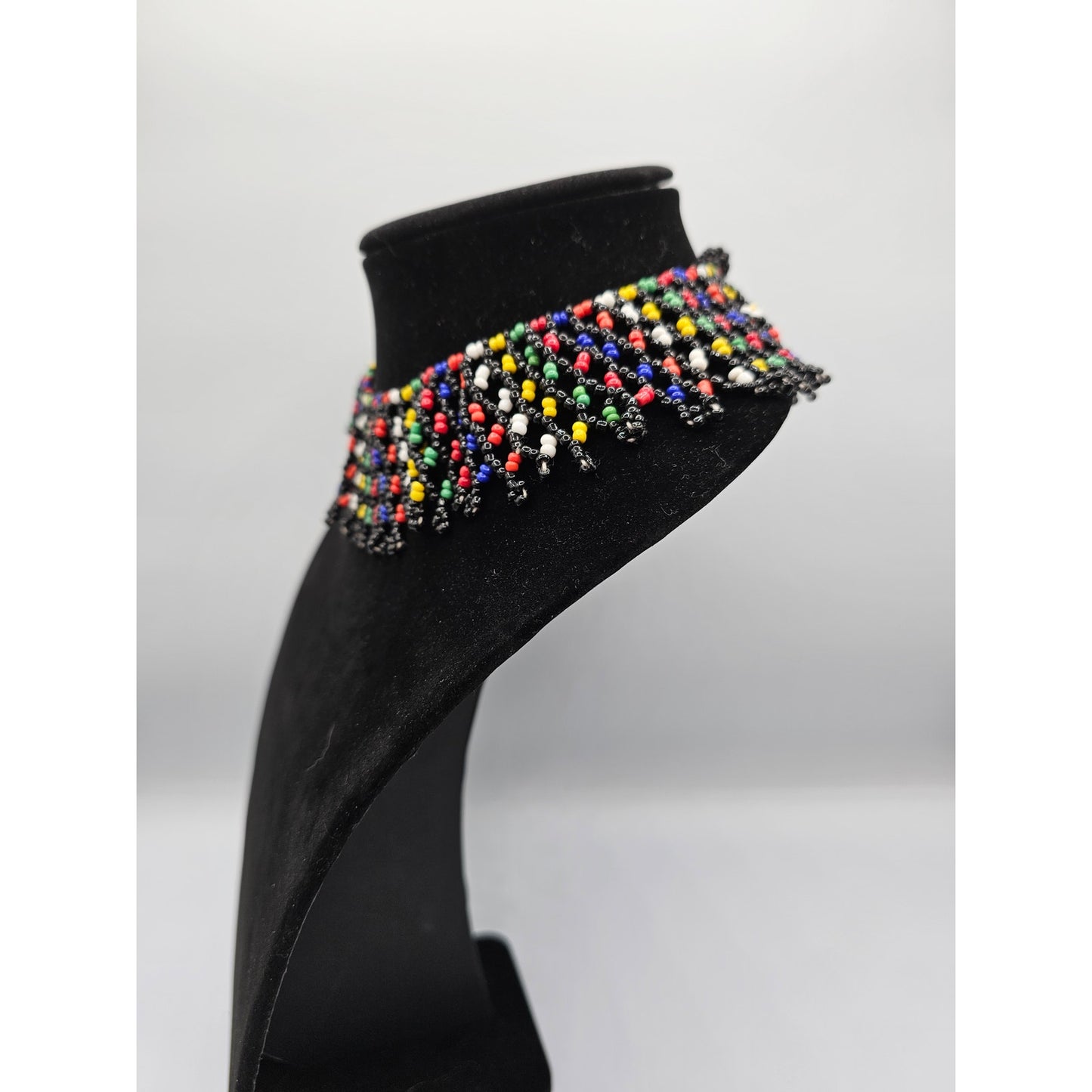 Vintage Y2k Seed Bead Bib Style Necklace Rainbow Pride