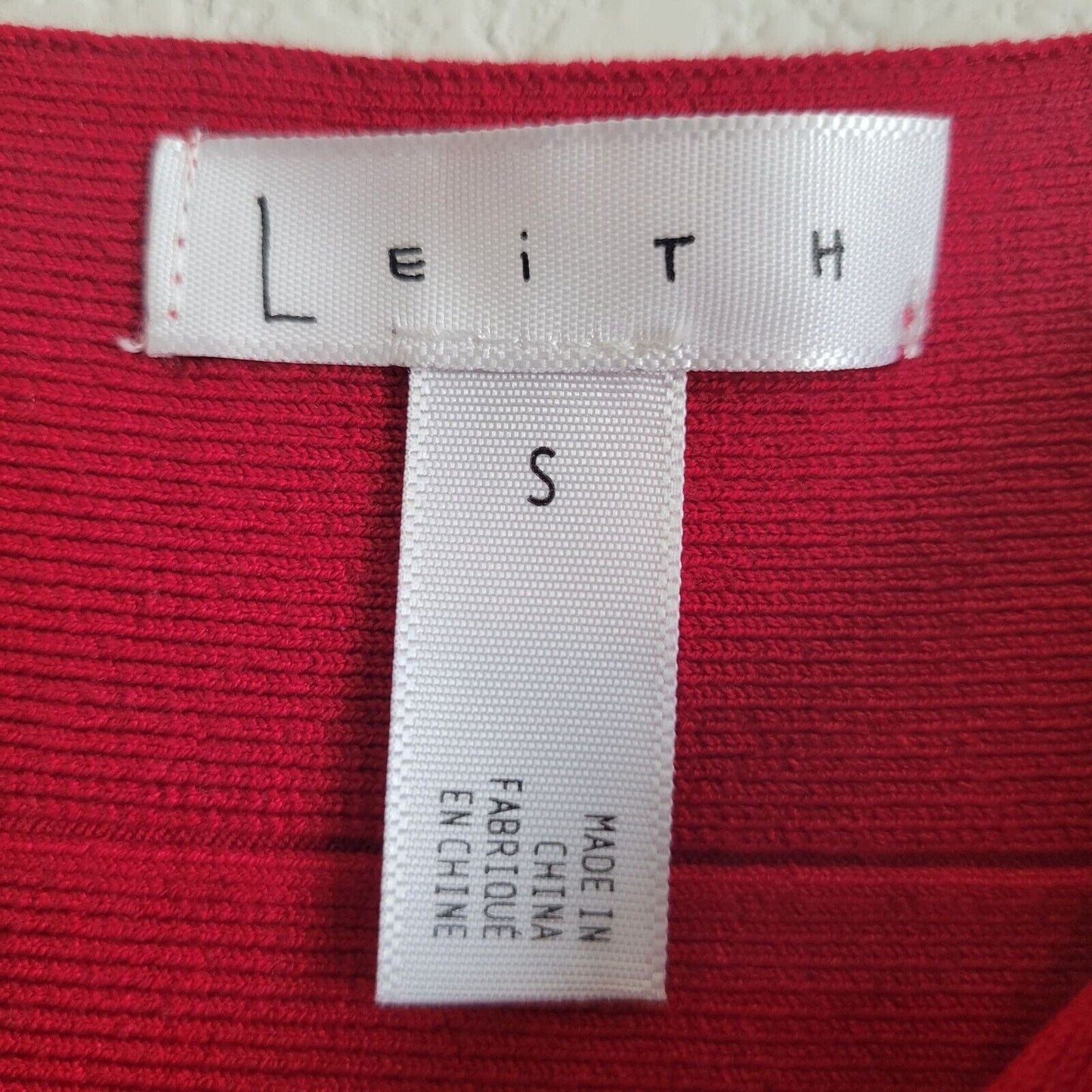 Leith Womens Sz S Solid Red Knit Mini Dress Spaghetti Strap Square Neck