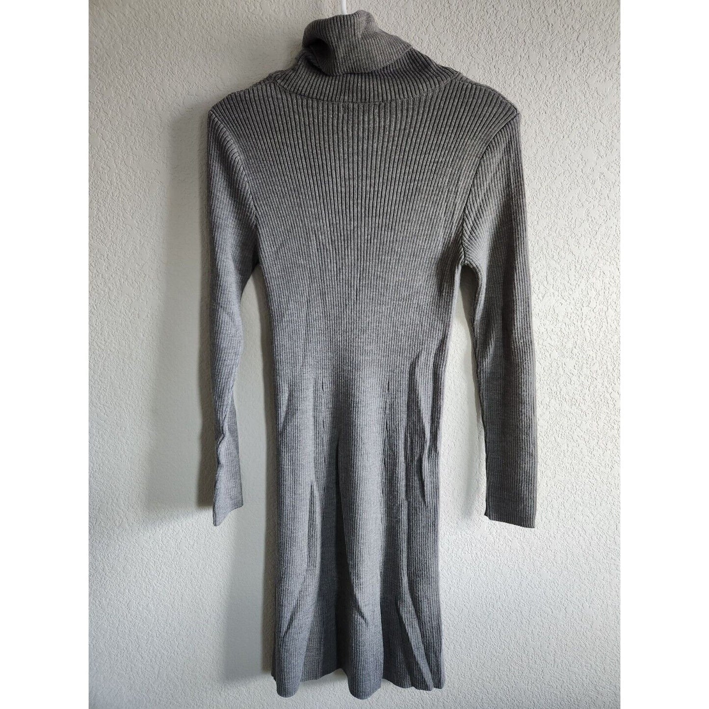 United Colors of Bennetton Womens Sz S Knee Length Sweater Dress Gray Ribbed