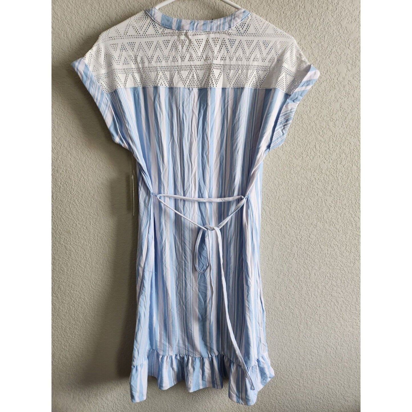 No Boundaries Juniors Sz M Knee Length Summer Dress Light Blue White Striped