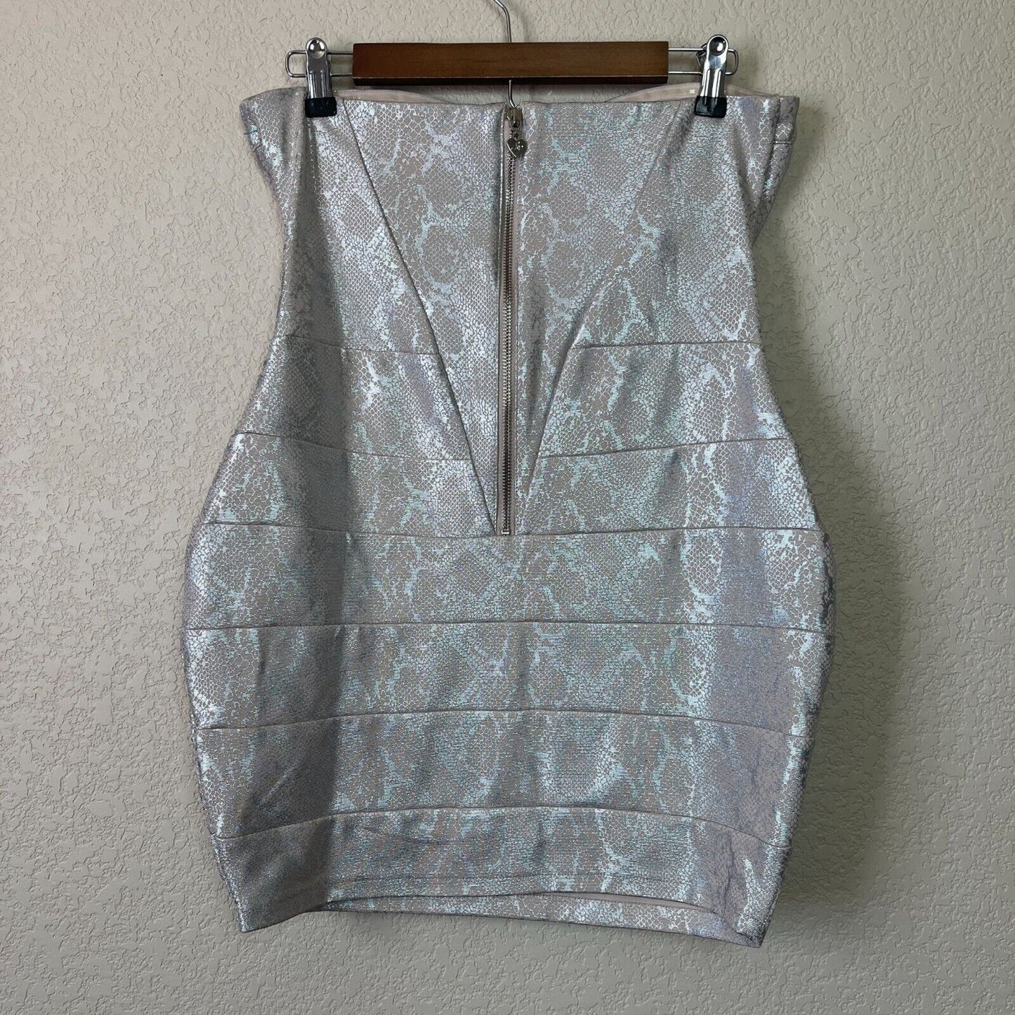 Lipsy London Womens Sz 8 Strapless Mini Dress Gold Metallic Bandage