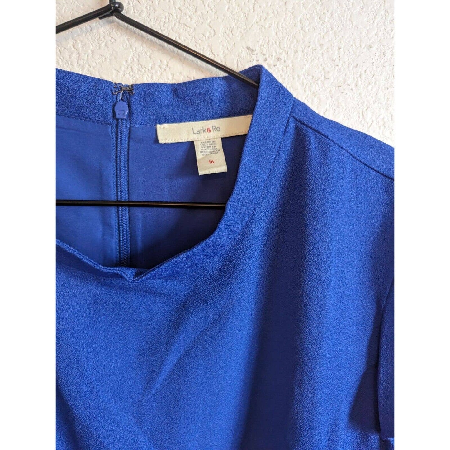 Lark & Ro Mujer Sz 16 Vestido tubo hasta la rodilla Manga casquillo azul sólido NWOT