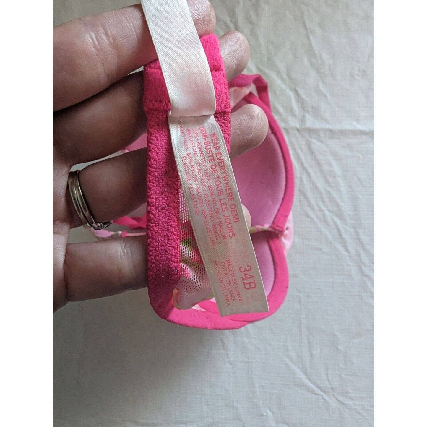 PINK by Victorias Secret Sz 34B Use Everywhere Demi Bra Rosa Floral