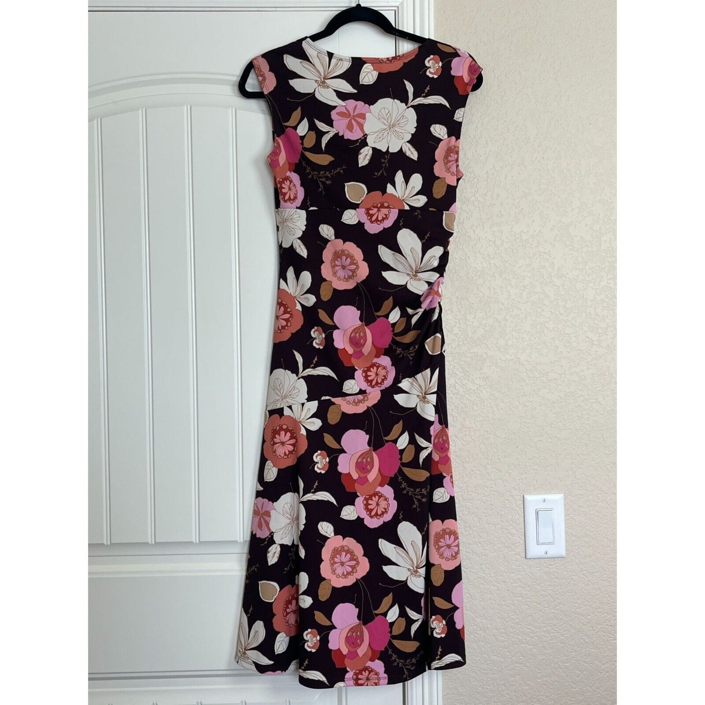 I.N. San Fransisco Womens Sz M Vintage Y2K Midi Dress Brown Floral