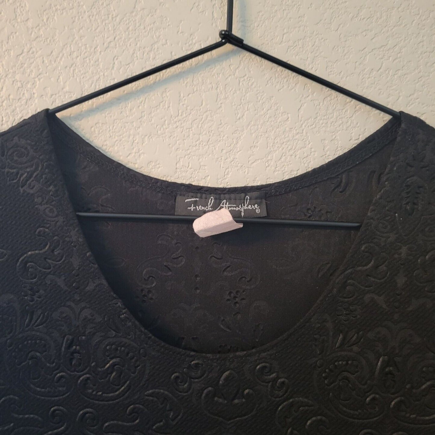 French Atmosphere Womens Sz L A Line Black Quilted Knee Length Dress