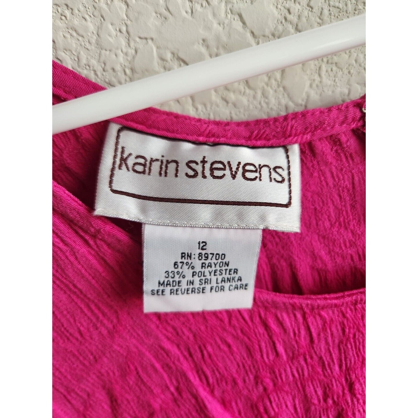 Karin Stevens Womens Sz 12 Bright Pink Maxi Dress Sleeveless Summer Vintage