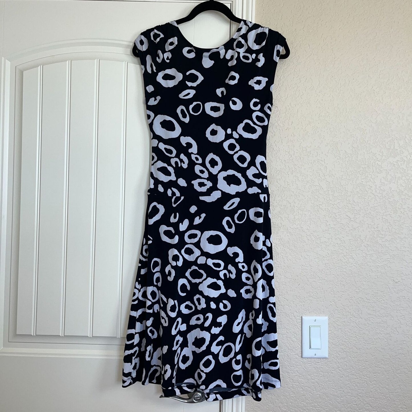 En Focus Womens Sz S Midi Career Dress Black White