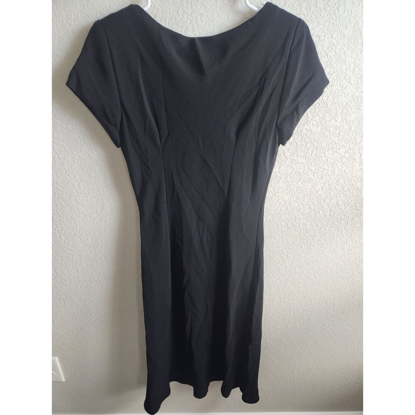 Vintage Dawn Joy Evening Womens Sz 8 Midi Length Solid Black Dress