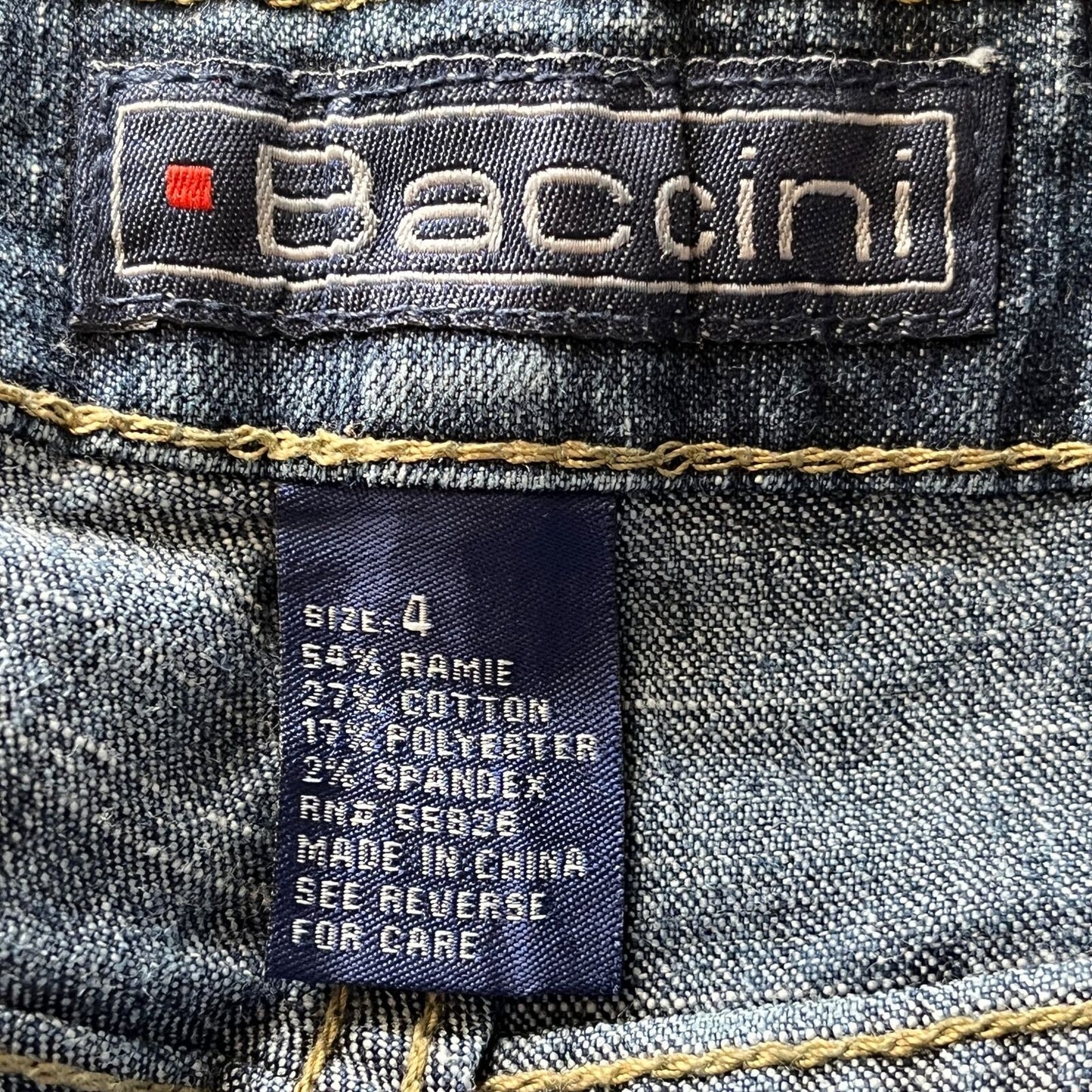 Vintage Y2K Baccini Womens Sz 4 Straight Leg Blue Jeans Rhinestones