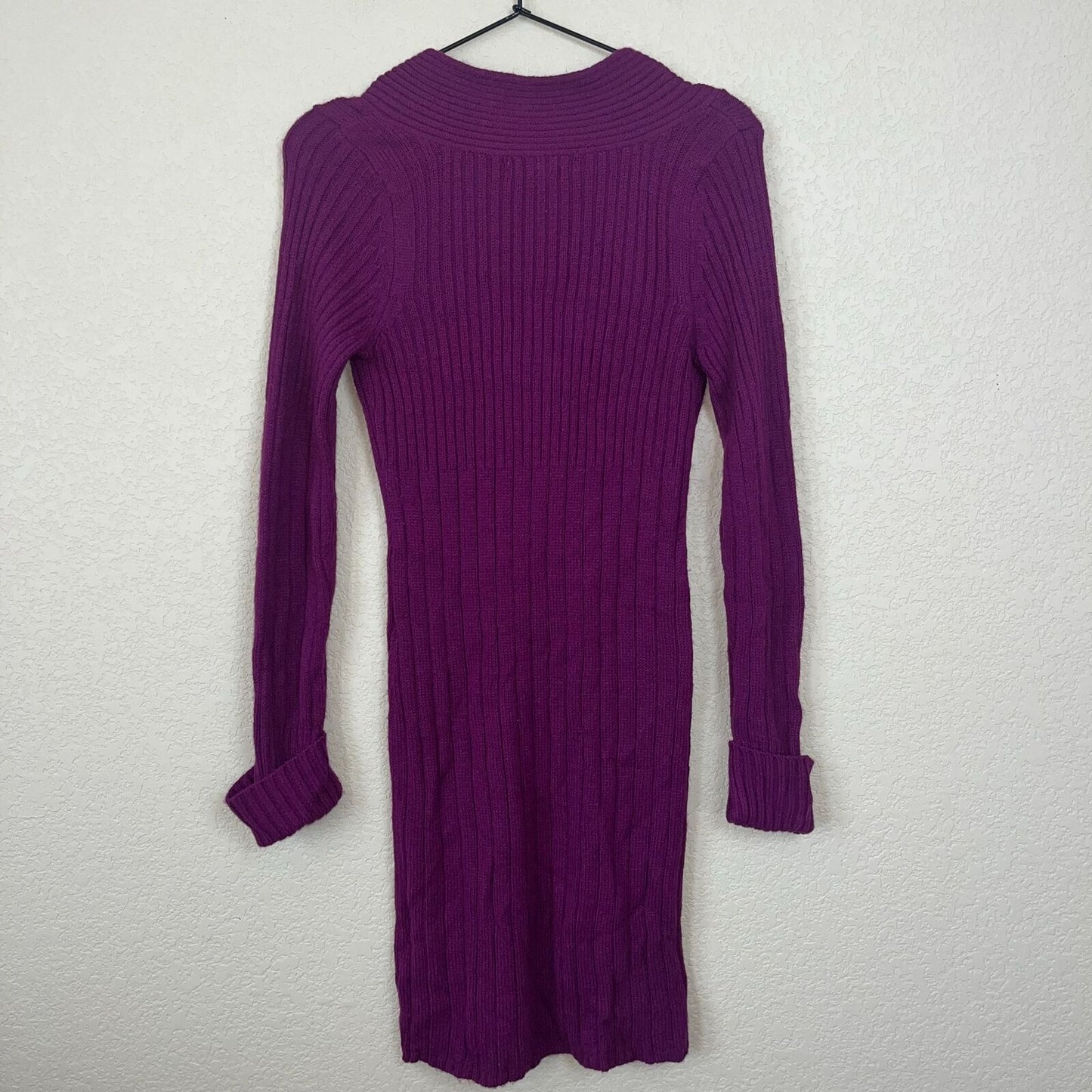 Derek Heart Womens Sz M Purple Sweater Dress Ribbed Long Sleeve