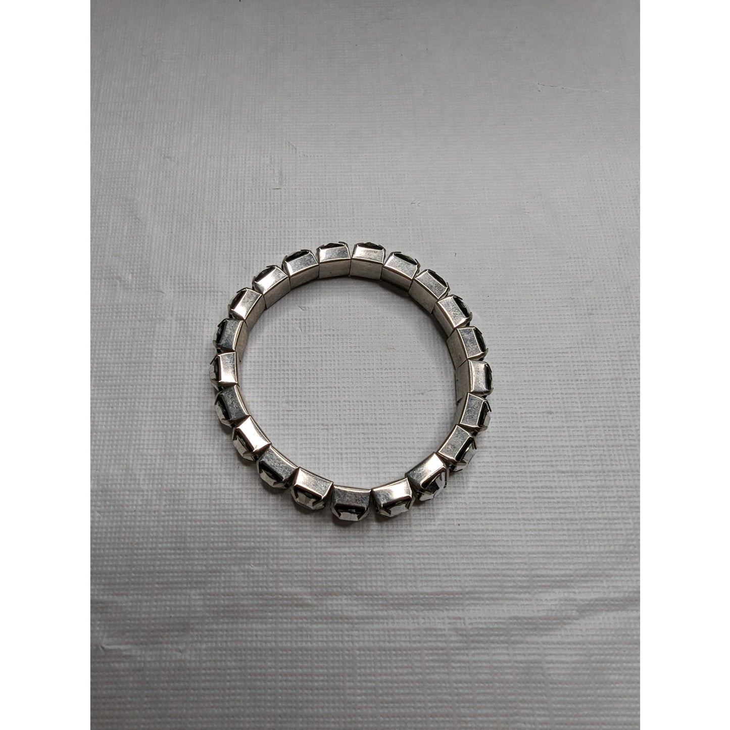 Vintage 1990s Silver Rhinestone Stretch Bracelet Diamond Shapes