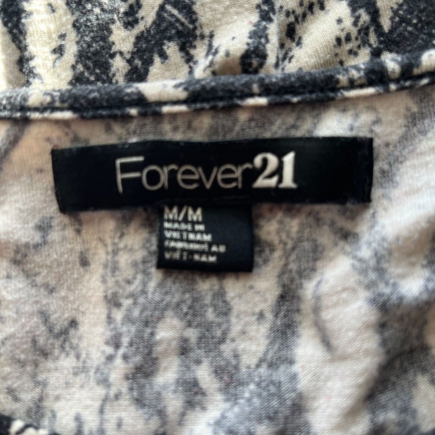 Forever 21 Womens Sz M Mini Dress Black and Cream Print Long Sleeve