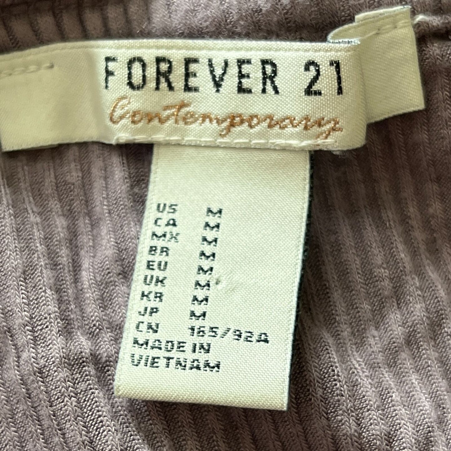 Forever 21 Contemporary Womens Sz M Ribbed Gray Short Sleeve Dress