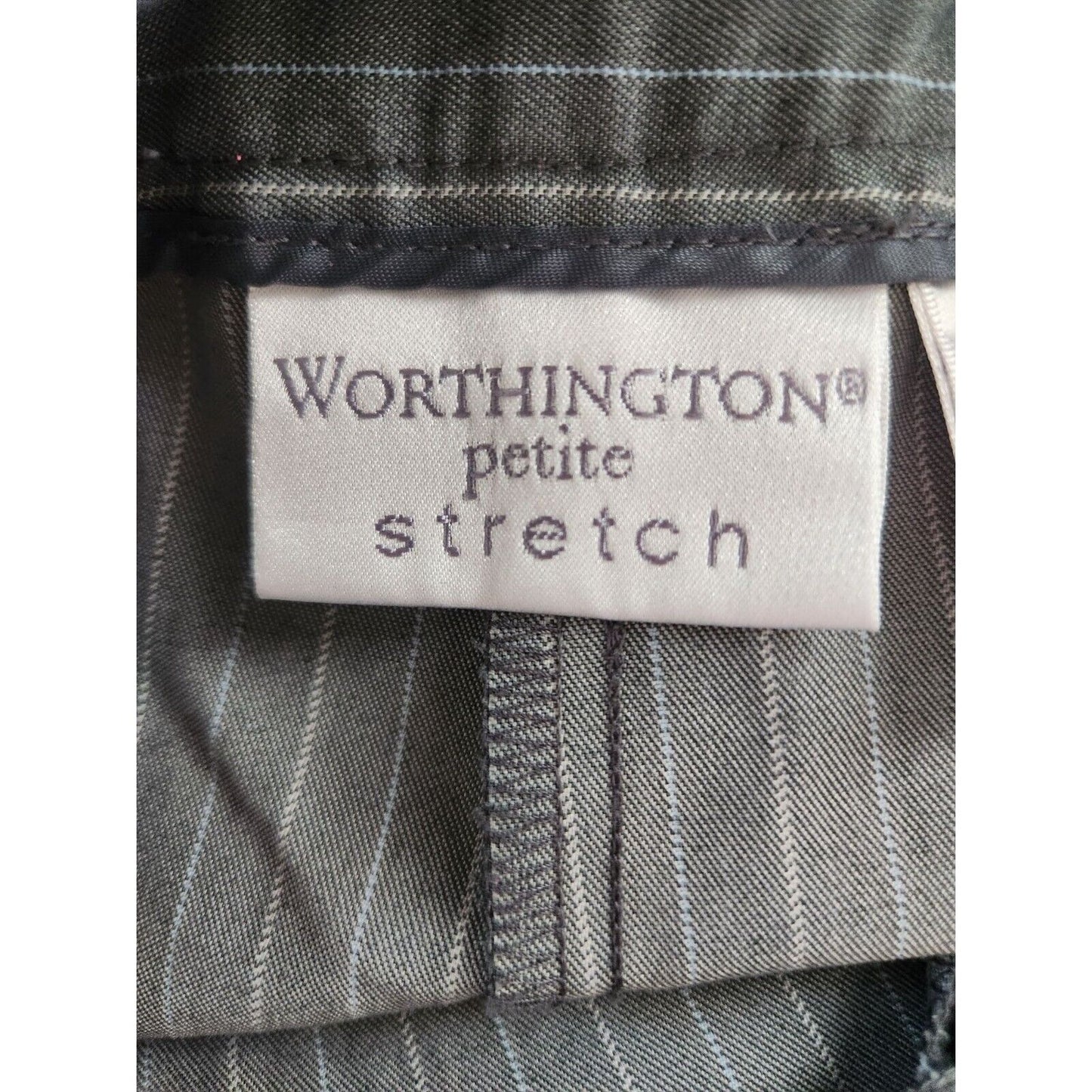 Vintage Worthington Womens Sz 14P Petite Career Pants Gray Pinstripe