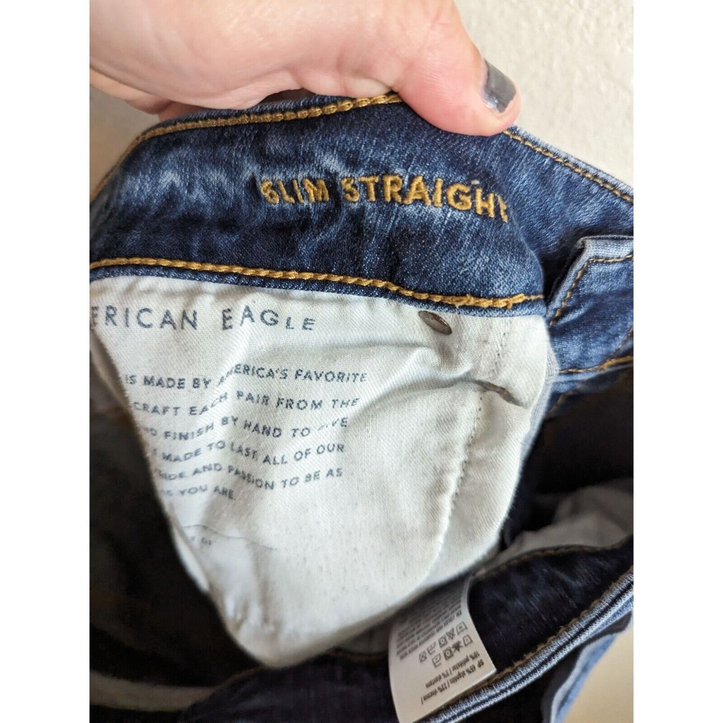 American Eagle Mens Sz 32x34 Slim Straight Leg Blue Jeans Medium Wash