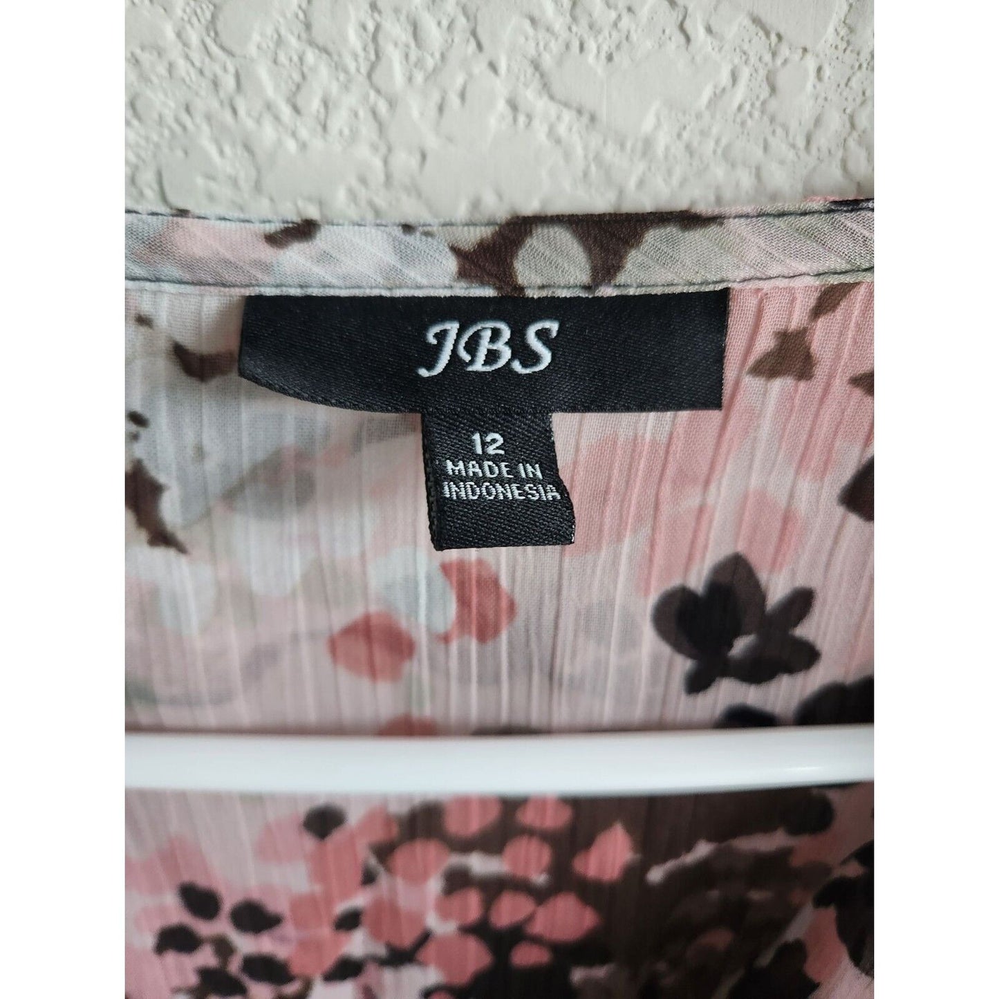 Vintage JBS Womens Sz 12 Midi Length Dress Brown Pink Abstract Dots