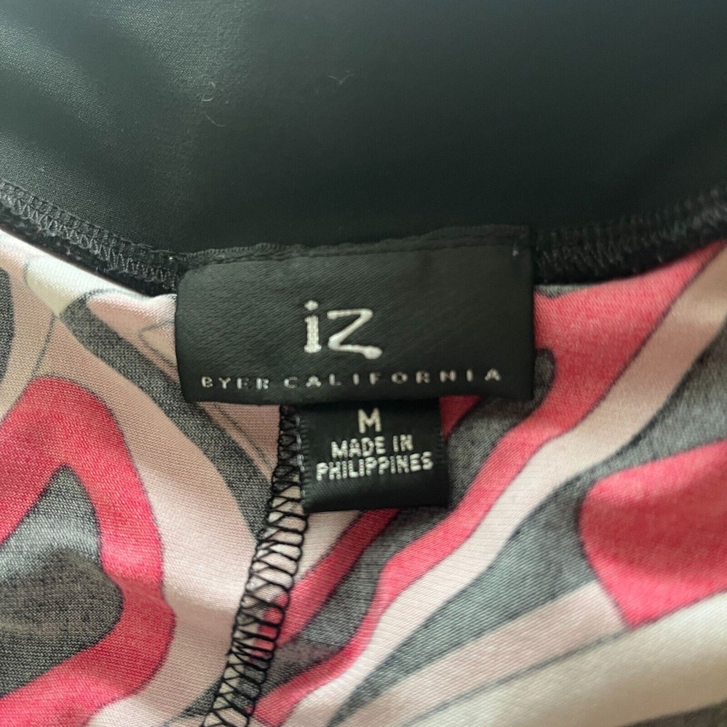 IZ Byer California Womens Sz M Knee Length Dress Vintage Black Pink V Neck