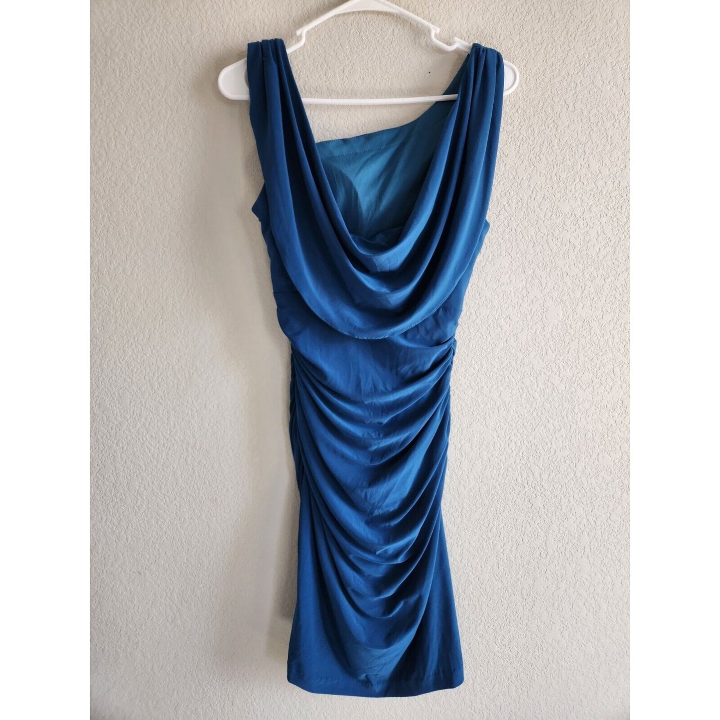 Vintage 1990s Eureka USA Womens Sz S Knee Length Dress Scoop Back Blue